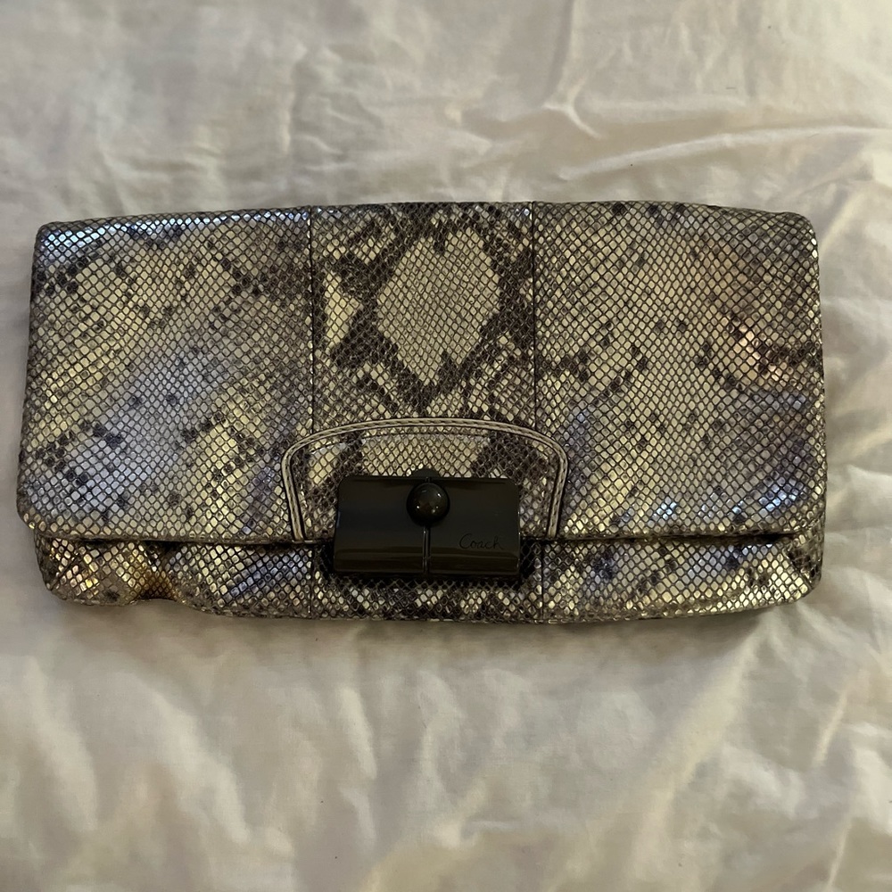 Coach Metallic Snakeskin Clutch